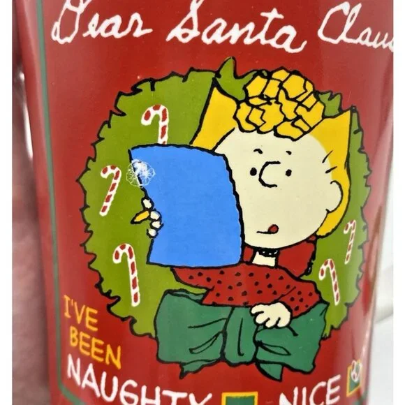 Peanuts Lot Sally Christmas Mug 14oz & Snoopy Notepad Dear Santa I’ve Been Nice - Picture 16 of 16